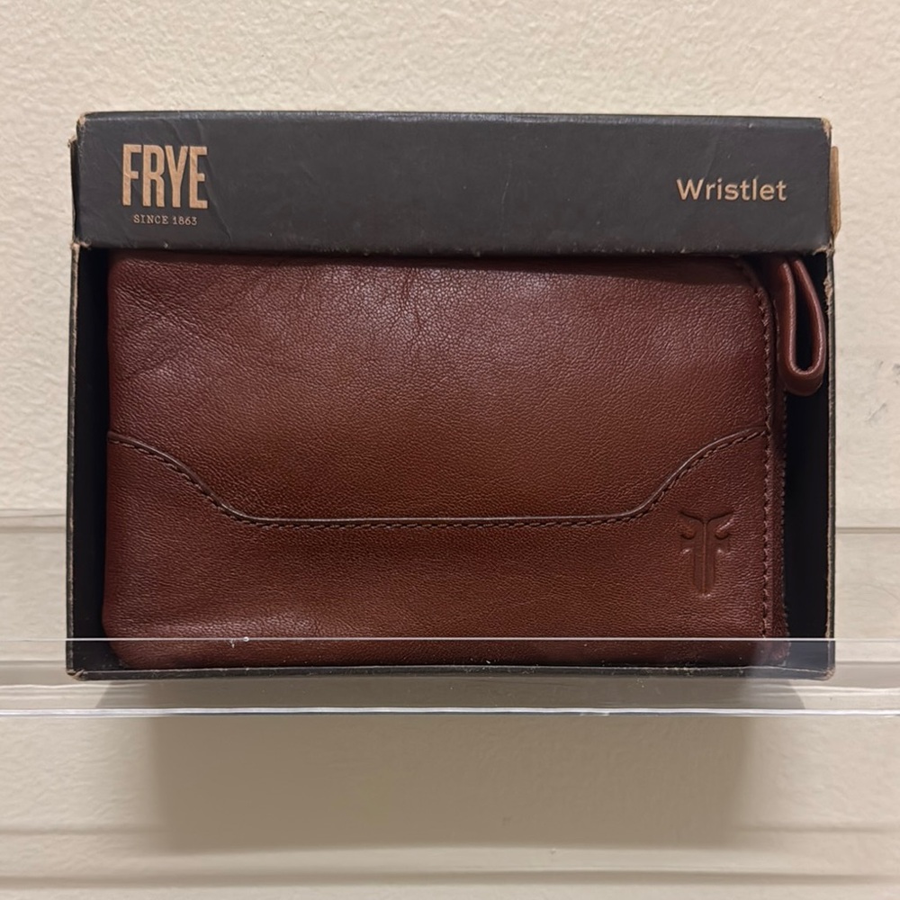 Frye Cognac Leather Wristlet